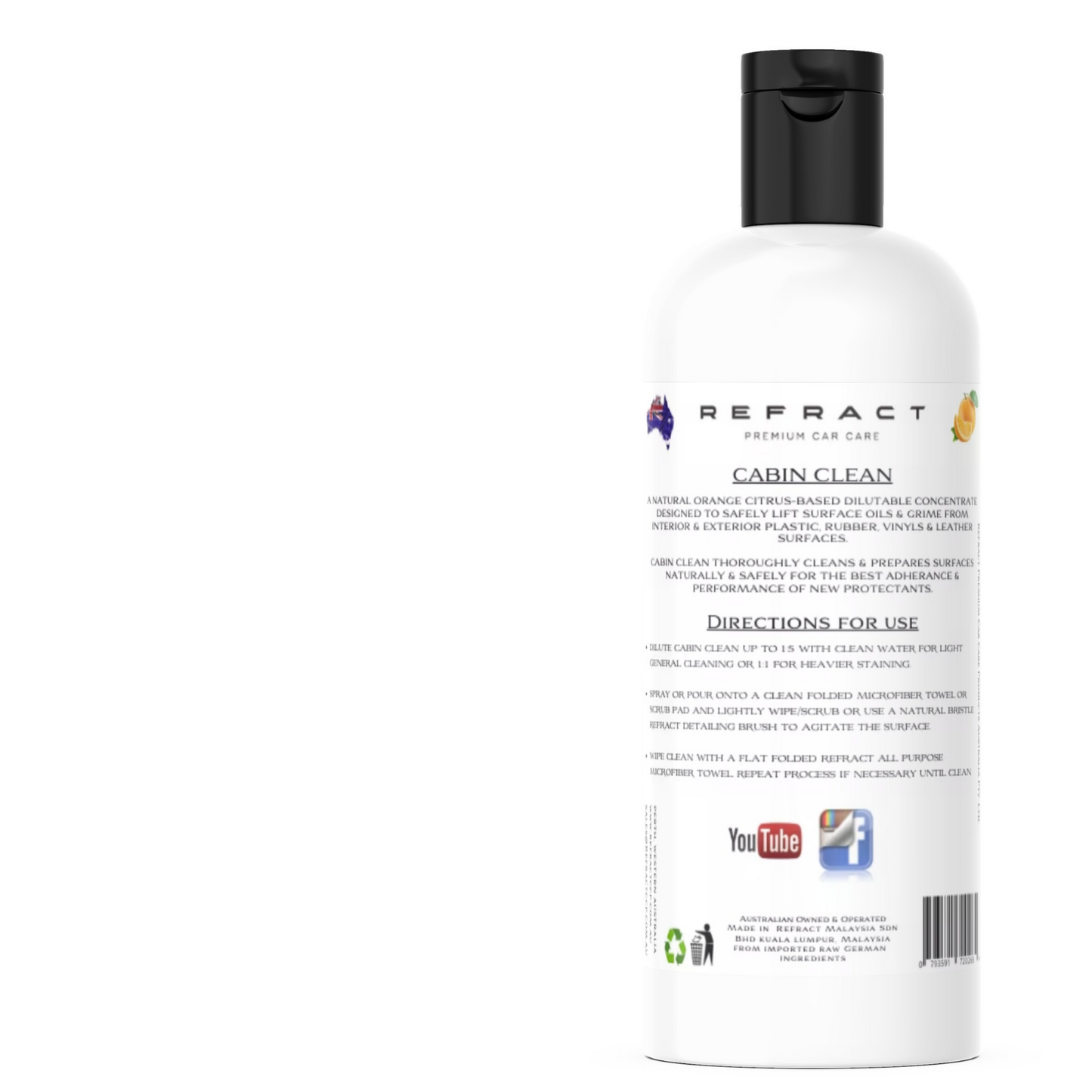 Refract Premium Car Care Products REFRACT Cabin Clean - Removes Grime & Marks off Leather, Plastic & Vinyl $29.95