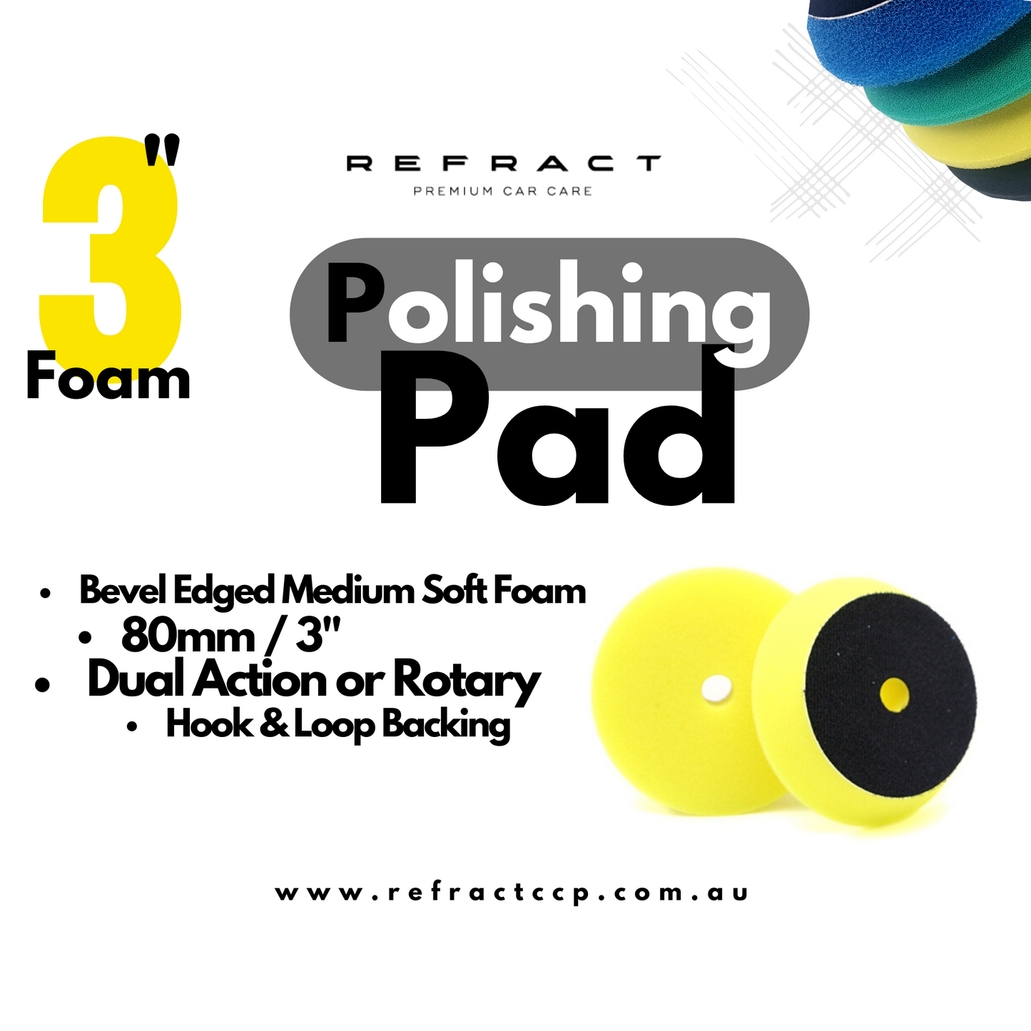 Yellow Foam Polishing Pads -  Quick Gloss / One-Step / Refinements
