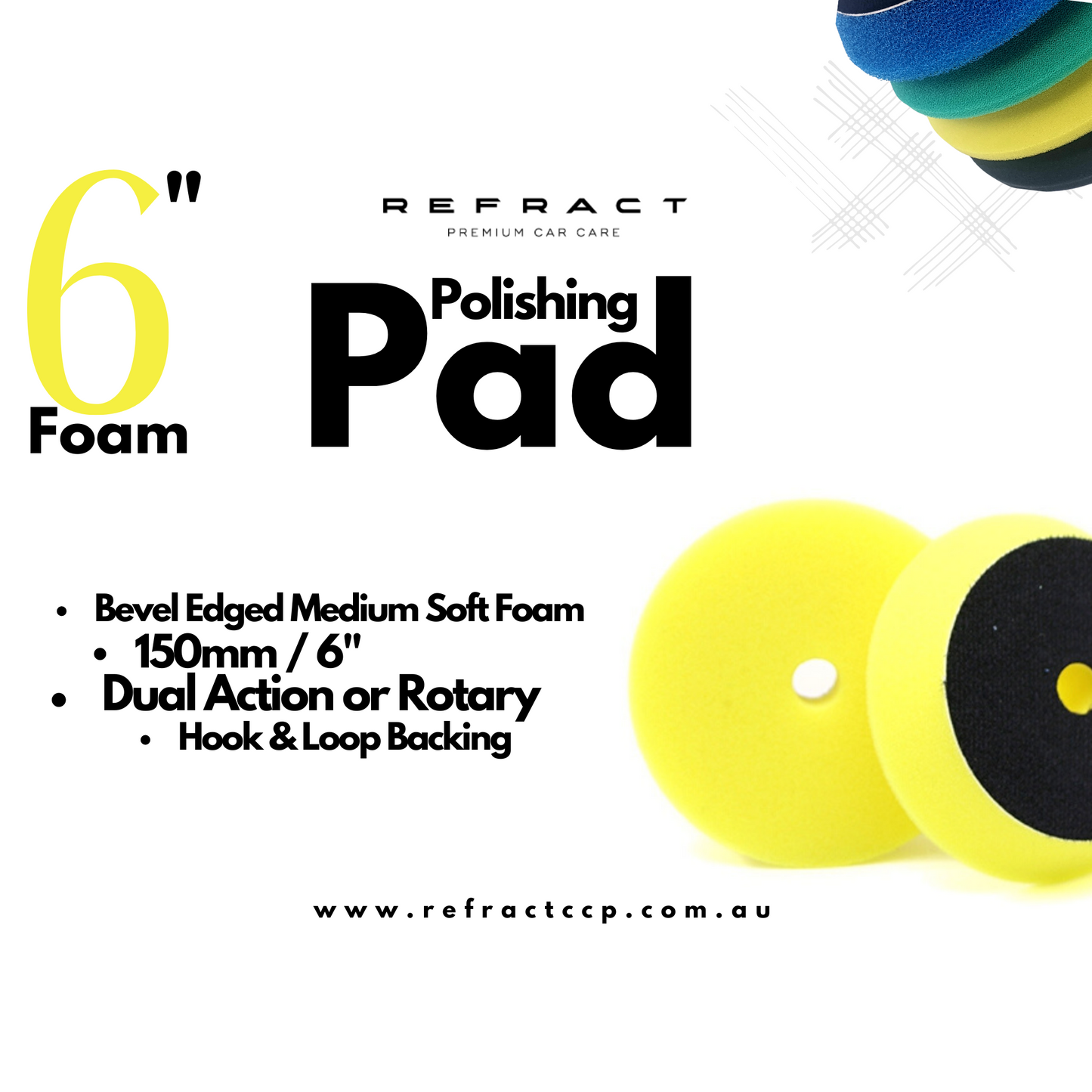 Yellow Foam Polishing Pads -  Quick Gloss / One-Step / Refinements